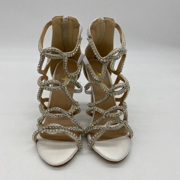 XYD White Bridal Strappy Peep Toe Sandals - Picture 3 of 10